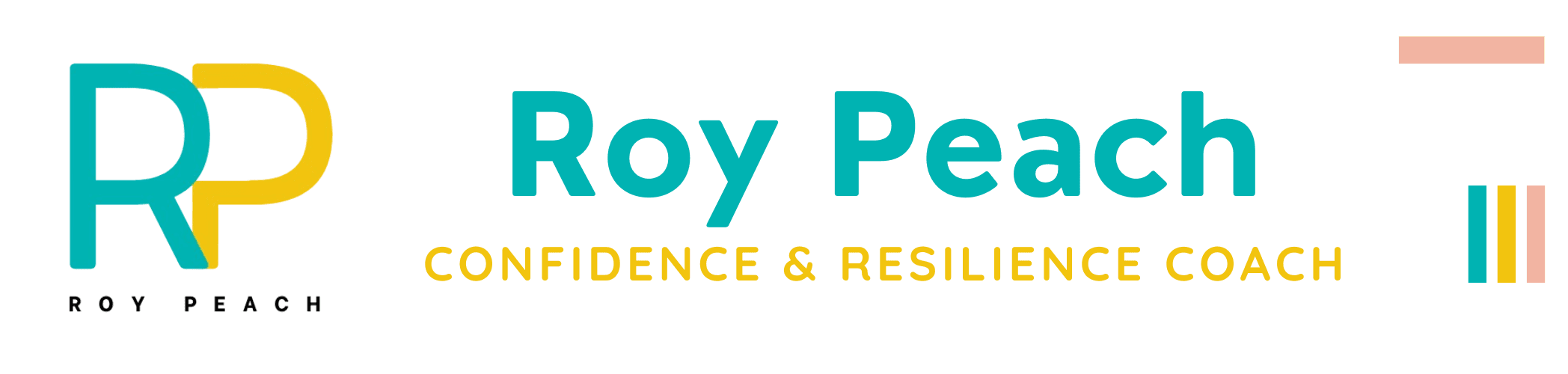 Roy Peach banner (5) Roy Peach Coaching website banner showing logo top left, name and 'Personal Growth Coach' below, with branding colours around it.